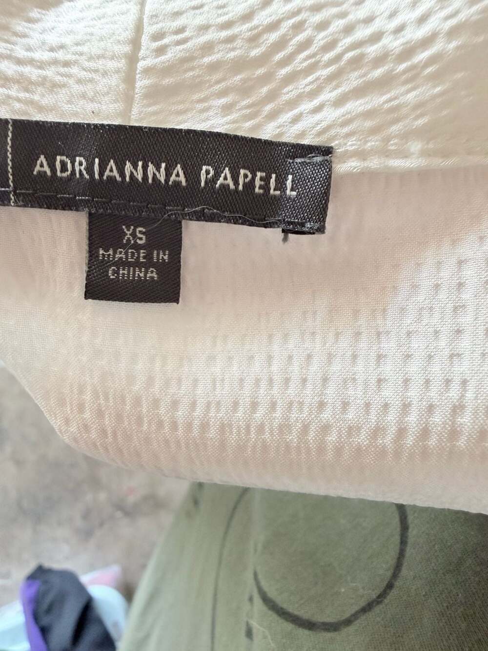 Adrianna Papell Ivory Satin Long Sleeve Button-Up Blouse - Picture 5 of 5